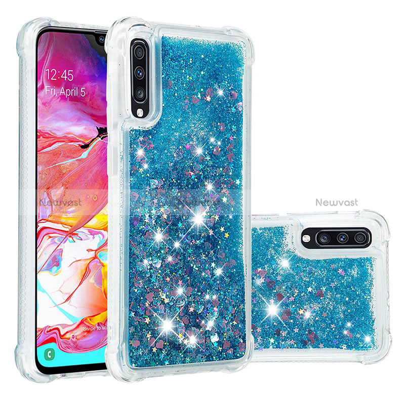 Silicone Candy Rubber TPU Bling-Bling Soft Case Cover S01 for Samsung Galaxy A70 Blue