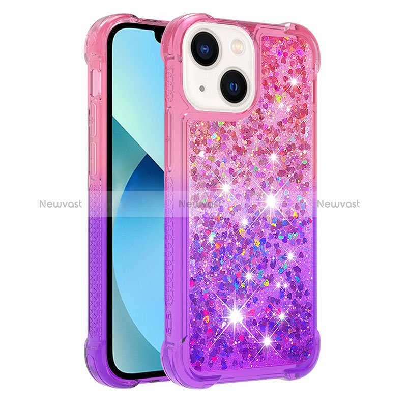 Silicone Candy Rubber TPU Bling-Bling Soft Case Cover S02 for Apple iPhone 13 Hot Pink