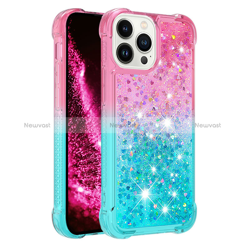 Silicone Candy Rubber TPU Bling-Bling Soft Case Cover S02 for Apple iPhone 14 Pro Pink