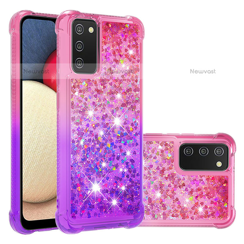 Silicone Candy Rubber TPU Bling-Bling Soft Case Cover S02 for Samsung Galaxy A02s Hot Pink
