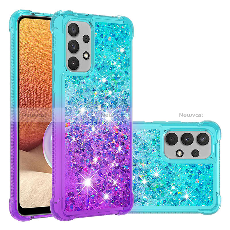 Silicone Candy Rubber TPU Bling-Bling Soft Case Cover S02 for Samsung Galaxy A32 5G Sky Blue