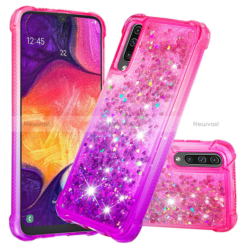 Silicone Candy Rubber TPU Bling-Bling Soft Case Cover S02 for Samsung Galaxy A50 Hot Pink