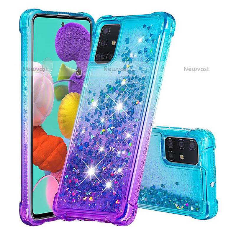 Silicone Candy Rubber TPU Bling-Bling Soft Case Cover S02 for Samsung Galaxy A51 4G Sky Blue