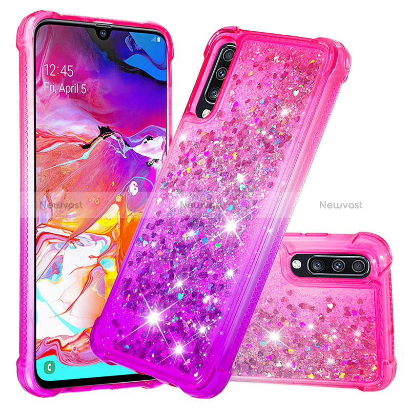 Silicone Candy Rubber TPU Bling-Bling Soft Case Cover S02 for Samsung Galaxy A70S Hot Pink