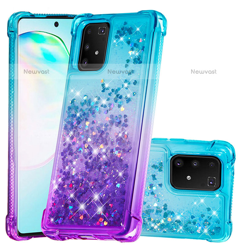 Silicone Candy Rubber TPU Bling-Bling Soft Case Cover S02 for Samsung Galaxy A91 Sky Blue