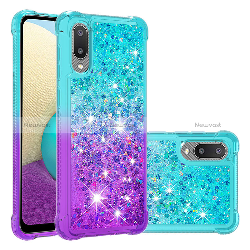 Silicone Candy Rubber TPU Bling-Bling Soft Case Cover S02 for Samsung Galaxy M02 Sky Blue
