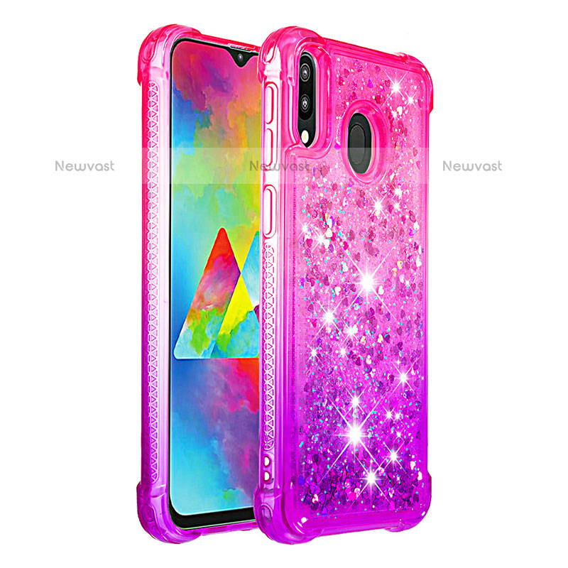 Silicone Candy Rubber TPU Bling-Bling Soft Case Cover S02 for Samsung Galaxy M20 Hot Pink