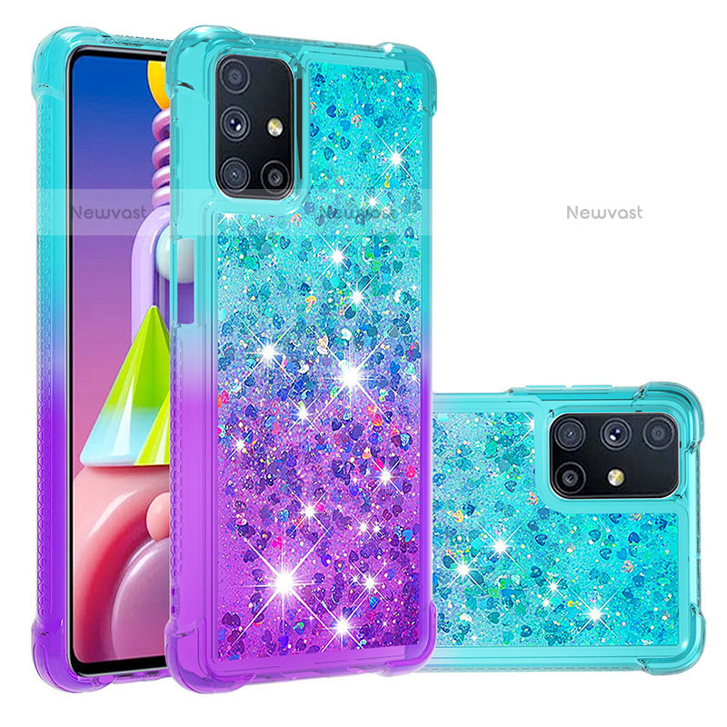 Silicone Candy Rubber TPU Bling-Bling Soft Case Cover S02 for Samsung Galaxy M51 Sky Blue