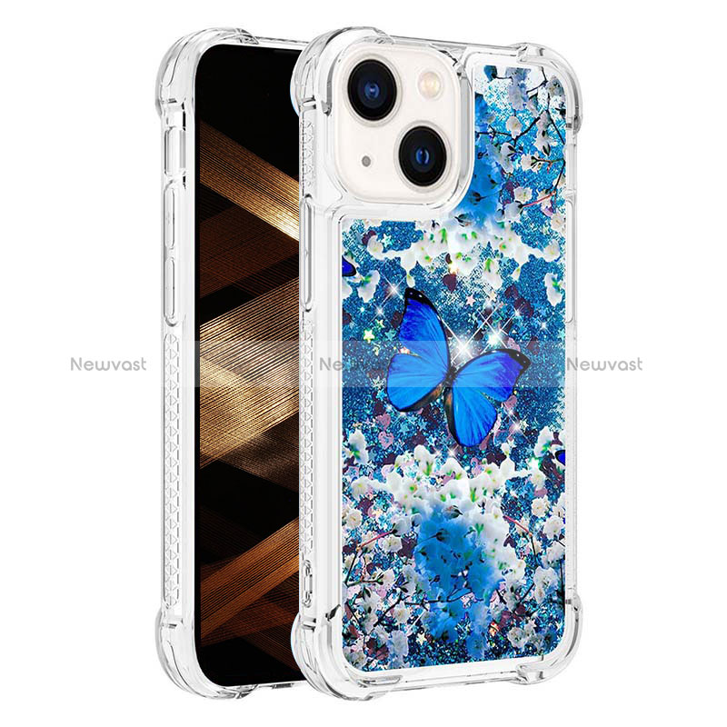Silicone Candy Rubber TPU Bling-Bling Soft Case Cover S03 for Apple iPhone 13 Blue