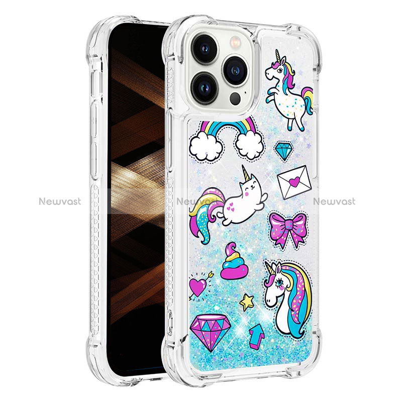 Silicone Candy Rubber TPU Bling-Bling Soft Case Cover S03 for Apple iPhone 13 Pro Sky Blue