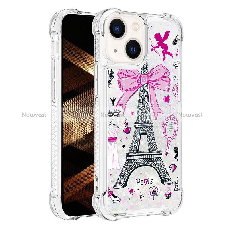 Silicone Candy Rubber TPU Bling-Bling Soft Case Cover S03 for Apple iPhone 13 Rose Gold
