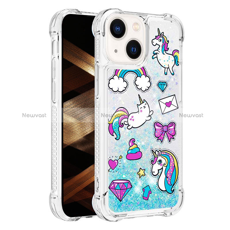 Silicone Candy Rubber TPU Bling-Bling Soft Case Cover S03 for Apple iPhone 13 Sky Blue