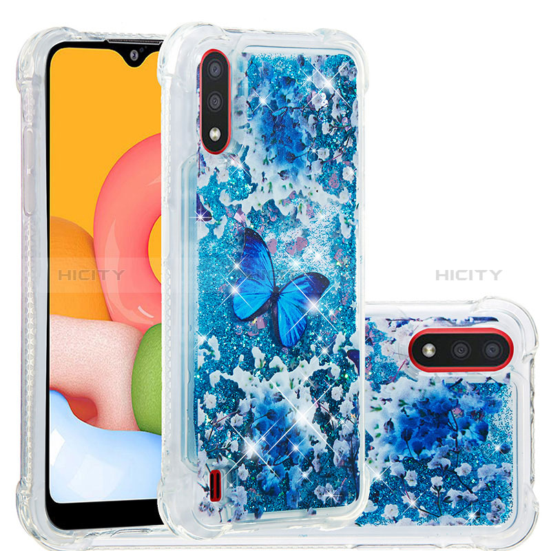 Silicone Candy Rubber TPU Bling-Bling Soft Case Cover S03 for Samsung Galaxy A01 SM-A015 Blue