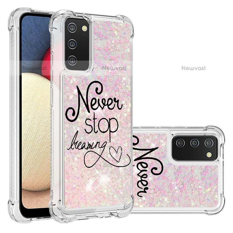 Silicone Candy Rubber TPU Bling-Bling Soft Case Cover S03 for Samsung Galaxy A02s Pink
