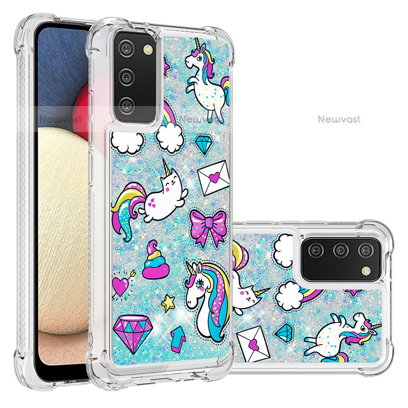 Silicone Candy Rubber TPU Bling-Bling Soft Case Cover S03 for Samsung Galaxy A02s Sky Blue