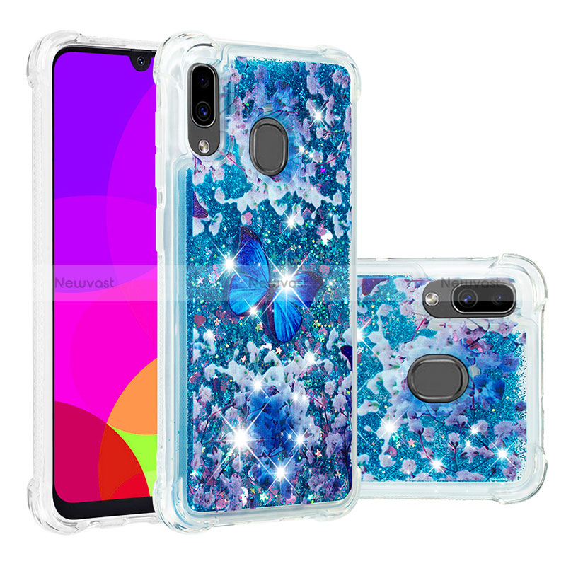 Silicone Candy Rubber TPU Bling-Bling Soft Case Cover S03 for Samsung Galaxy M10S Blue