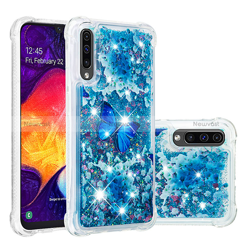 Silicone Candy Rubber TPU Bling-Bling Soft Case Cover S04 for Samsung Galaxy A30S Blue