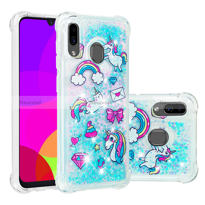 Silicone Candy Rubber TPU Bling-Bling Soft Case Cover S05 for Samsung Galaxy A30 Sky Blue
