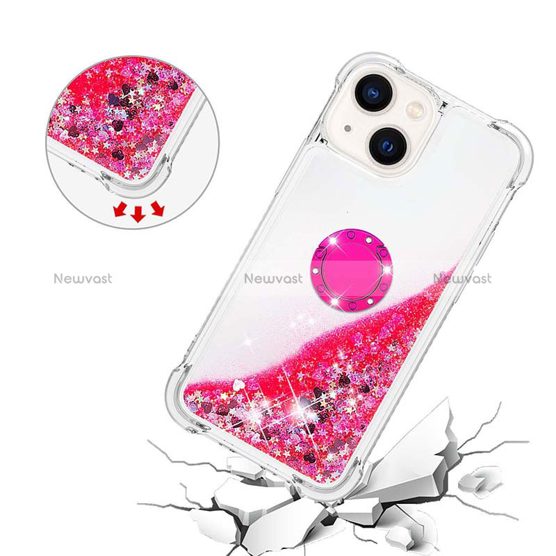 Silicone Candy Rubber TPU Bling-Bling Soft Case Cover with Finger Ring Stand S01 for Apple iPhone 13