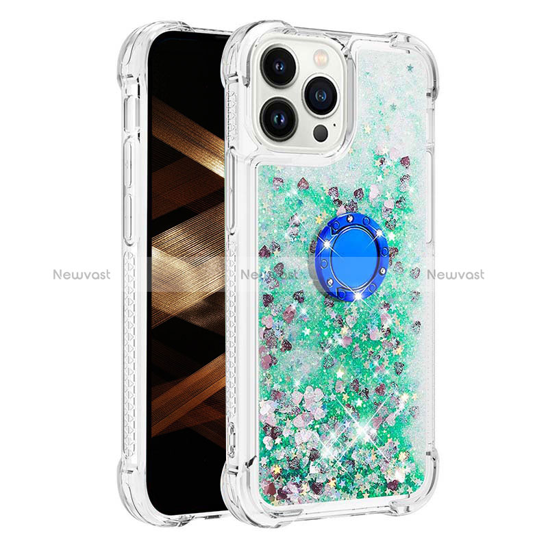 Silicone Candy Rubber TPU Bling-Bling Soft Case Cover with Finger Ring Stand S01 for Apple iPhone 13 Pro