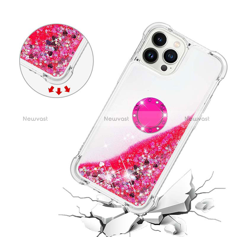 Silicone Candy Rubber TPU Bling-Bling Soft Case Cover with Finger Ring Stand S01 for Apple iPhone 13 Pro