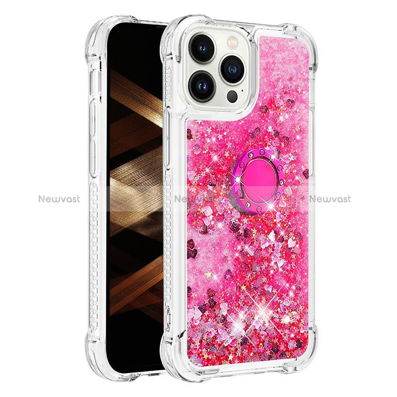 Silicone Candy Rubber TPU Bling-Bling Soft Case Cover with Finger Ring Stand S01 for Apple iPhone 13 Pro Max