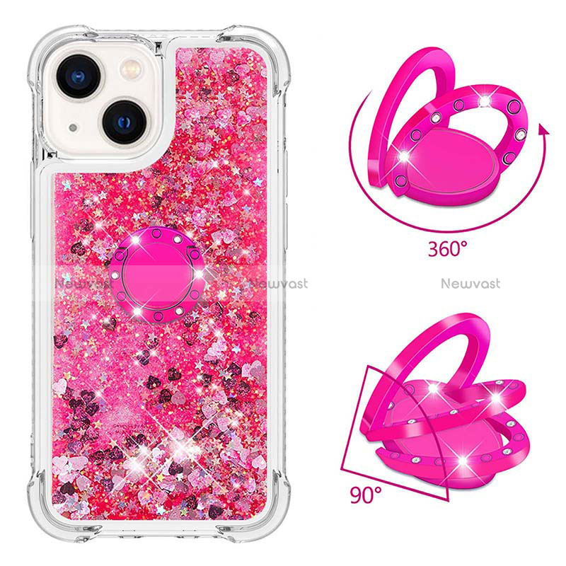 Silicone Candy Rubber TPU Bling-Bling Soft Case Cover with Finger Ring Stand S01 for Apple iPhone 14