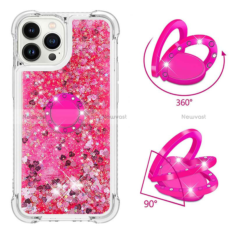 Silicone Candy Rubber TPU Bling-Bling Soft Case Cover with Finger Ring Stand S01 for Apple iPhone 14 Pro Max