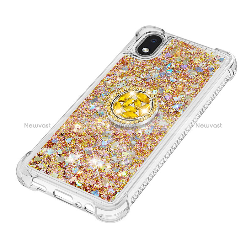 Silicone Candy Rubber TPU Bling-Bling Soft Case Cover with Finger Ring Stand S01 for Samsung Galaxy A01 Core