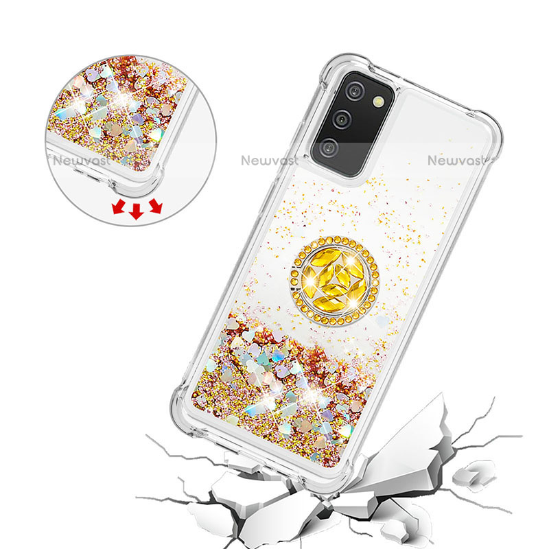 Silicone Candy Rubber TPU Bling-Bling Soft Case Cover with Finger Ring Stand S01 for Samsung Galaxy A02s