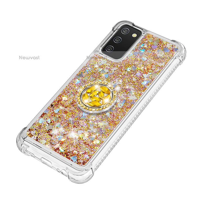Silicone Candy Rubber TPU Bling-Bling Soft Case Cover with Finger Ring Stand S01 for Samsung Galaxy A02s