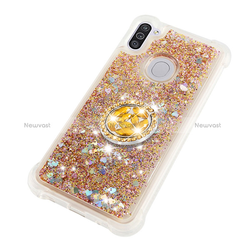 Silicone Candy Rubber TPU Bling-Bling Soft Case Cover with Finger Ring Stand S01 for Samsung Galaxy A11