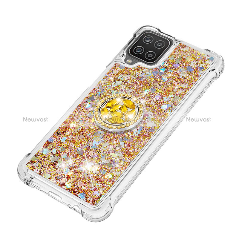 Silicone Candy Rubber TPU Bling-Bling Soft Case Cover with Finger Ring Stand S01 for Samsung Galaxy A12 Nacho