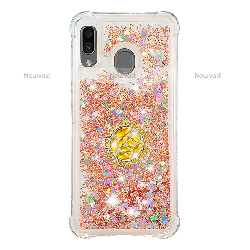 Silicone Candy Rubber TPU Bling-Bling Soft Case Cover with Finger Ring Stand S01 for Samsung Galaxy A20