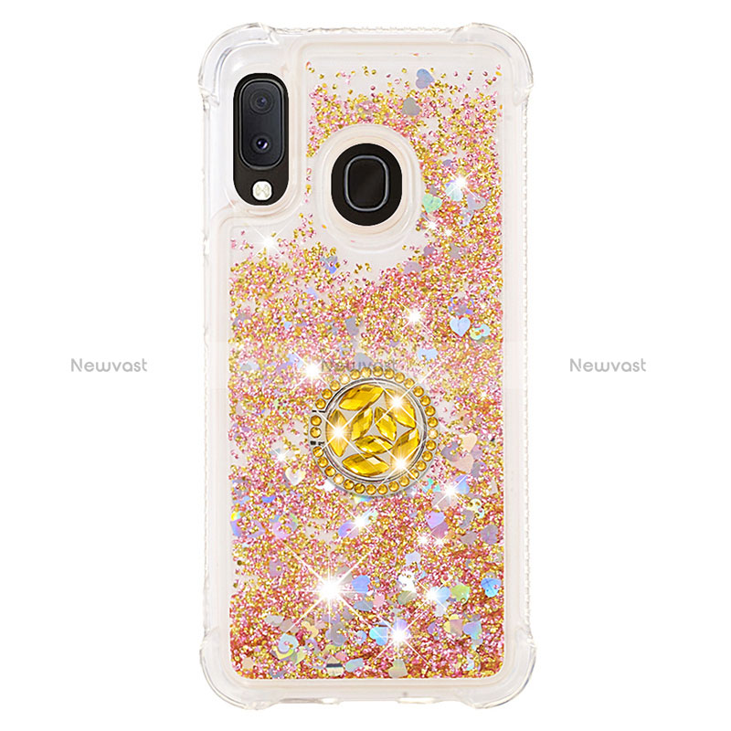 Silicone Candy Rubber TPU Bling-Bling Soft Case Cover with Finger Ring Stand S01 for Samsung Galaxy A20e
