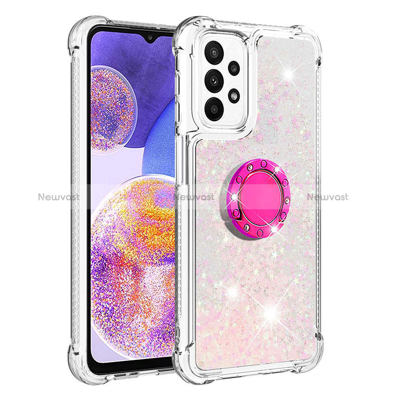 Silicone Candy Rubber TPU Bling-Bling Soft Case Cover with Finger Ring Stand S01 for Samsung Galaxy A23 4G