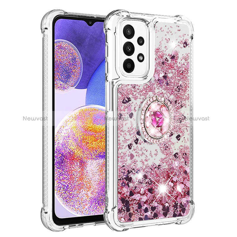 Silicone Candy Rubber TPU Bling-Bling Soft Case Cover with Finger Ring Stand S01 for Samsung Galaxy A23 4G