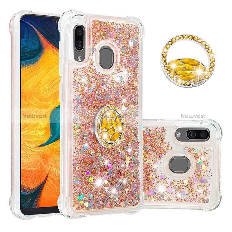 Silicone Candy Rubber TPU Bling-Bling Soft Case Cover with Finger Ring Stand S01 for Samsung Galaxy A30