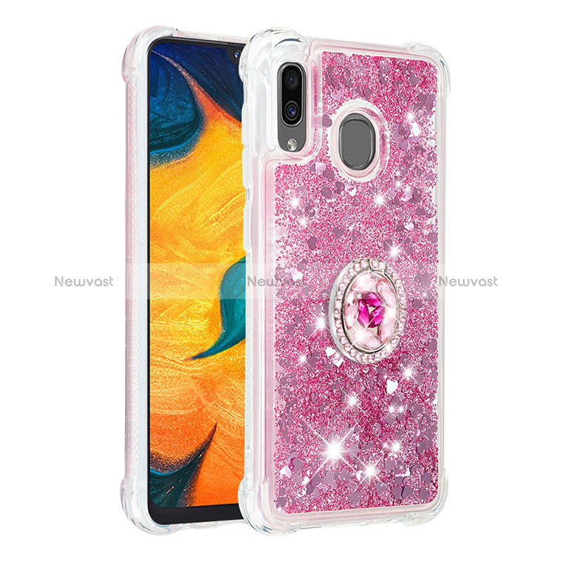 Silicone Candy Rubber TPU Bling-Bling Soft Case Cover with Finger Ring Stand S01 for Samsung Galaxy A30