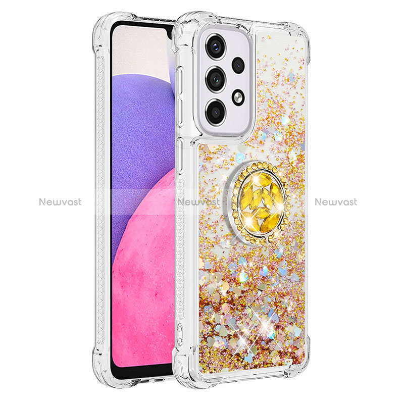 Silicone Candy Rubber TPU Bling-Bling Soft Case Cover with Finger Ring Stand S01 for Samsung Galaxy A33 5G