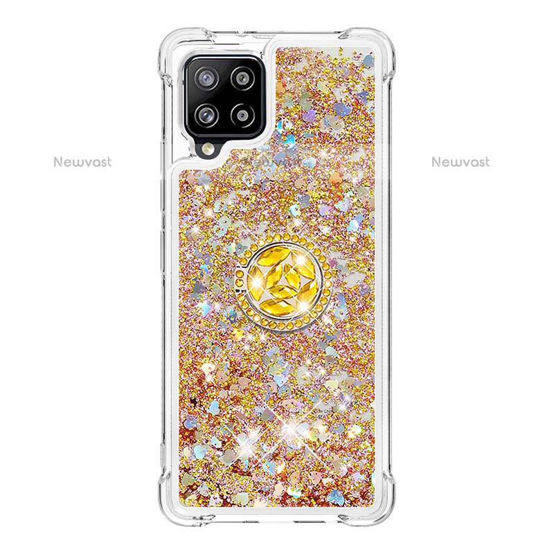Silicone Candy Rubber TPU Bling-Bling Soft Case Cover with Finger Ring Stand S01 for Samsung Galaxy A42 5G