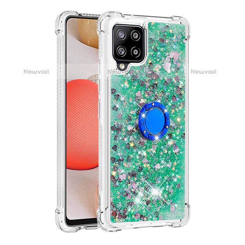 Silicone Candy Rubber TPU Bling-Bling Soft Case Cover with Finger Ring Stand S01 for Samsung Galaxy A42 5G