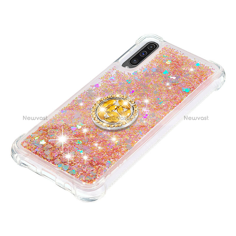 Silicone Candy Rubber TPU Bling-Bling Soft Case Cover with Finger Ring Stand S01 for Samsung Galaxy A50S