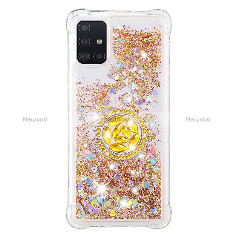 Silicone Candy Rubber TPU Bling-Bling Soft Case Cover with Finger Ring Stand S01 for Samsung Galaxy A51 5G