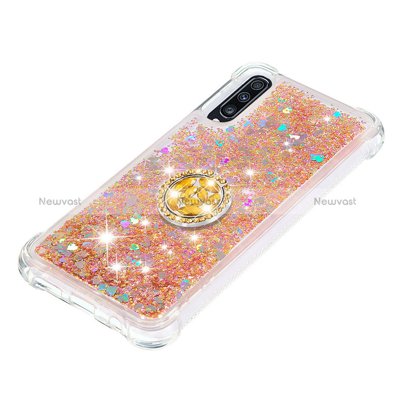 Silicone Candy Rubber TPU Bling-Bling Soft Case Cover with Finger Ring Stand S01 for Samsung Galaxy A70