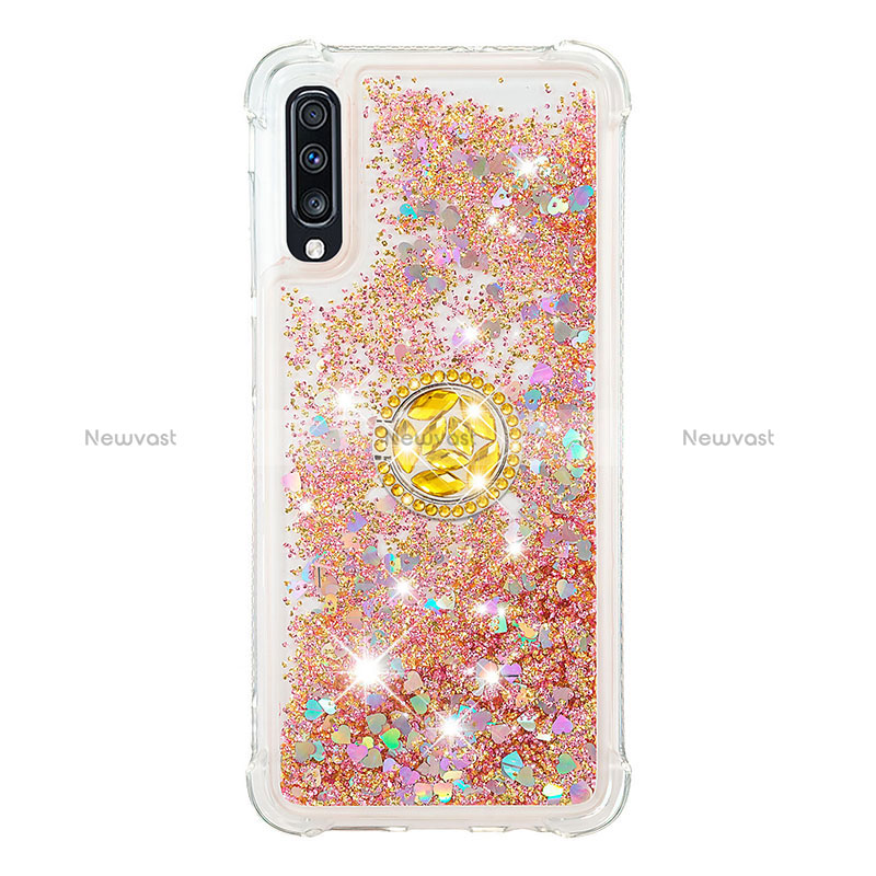 Silicone Candy Rubber TPU Bling-Bling Soft Case Cover with Finger Ring Stand S01 for Samsung Galaxy A70S