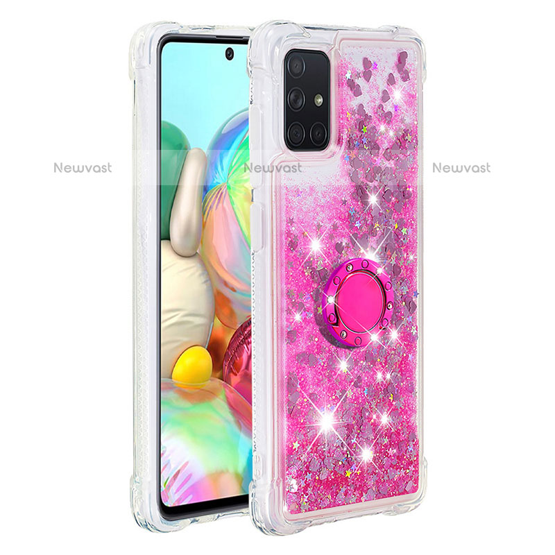 Silicone Candy Rubber TPU Bling-Bling Soft Case Cover with Finger Ring Stand S01 for Samsung Galaxy A71 4G A715