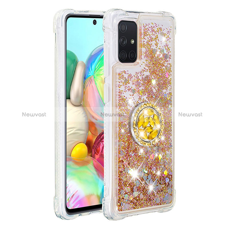 Silicone Candy Rubber TPU Bling-Bling Soft Case Cover with Finger Ring Stand S01 for Samsung Galaxy A71 5G