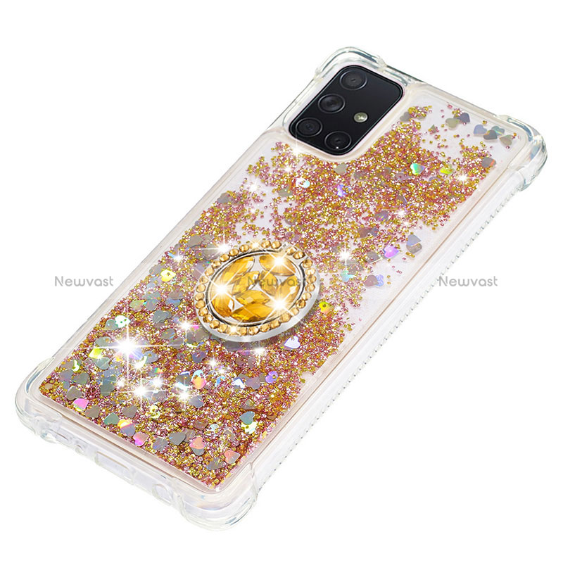 Silicone Candy Rubber TPU Bling-Bling Soft Case Cover with Finger Ring Stand S01 for Samsung Galaxy A71 5G