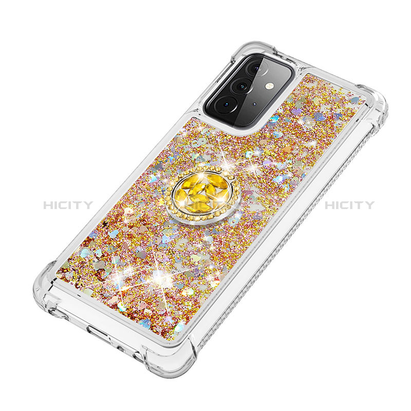 Silicone Candy Rubber TPU Bling-Bling Soft Case Cover with Finger Ring Stand S01 for Samsung Galaxy A72 5G